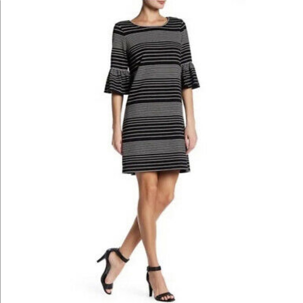 Max Studio striped dress with bell sleeves